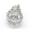 Filigree Round with Heart Brass Cage Pendants KK-N0092-03M-NR-2