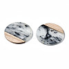 Transparent Resin & Walnut Wood Pendants RESI-T035-25-A01-3