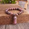 Natural Rhodochrosite Stretch Bracelet with Bullet Shape Charm BJEW-SZ0002-56A-4