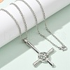 Upside Down Cross & Star Alloy Pendant Pendant Twisted Chain Necklaces for Women NJEW-NH0001-03P-2