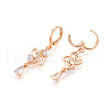 Brass Micro Pave Cubic Zirconia Dangle Leverback Earrings EJEW-N058-08G-3