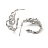 Brass Ring Stud Earrings EJEW-C070-01P-2