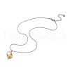 304 Stainless Steel Two Tone Teardrop Pendant Necklaces for Women NJEW-U038-03GP-2