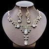 Teardrop Alloy Rhinestone Pendant Necklaces & Stud Earrings Sets FS-WG537BF-02-1