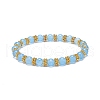 3Pcs 3 Color Natural Malaysia Jade(Dyed) & Alloy Daisy Beaded Stretch Bracelets for Women BJEW-JB08856-4
