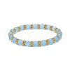 3Pcs 3 Color Natural Malaysia Jade(Dyed) & Alloy Daisy Beaded Stretch Bracelets for Women BJEW-JB08856-4