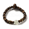 Black Wood Bamboo Joint Beaded Stretch Bracelet BJEW-B080-13B-1