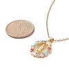 Colorful Cubic Zirconia Oval with Virgin Mary Pendant Necklace NJEW-JN04207-4
