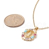 Colorful Cubic Zirconia Oval with Virgin Mary Pendant Necklace NJEW-JN04207-4