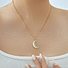 Minimalist Brass Sparkling Clear Cubic Zirconia Moon Pendant Necklaces MH1513-1-1