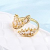 Brass Micro Pave Clear Cubic Zirconia Cuff Rings for Women RJEW-U047-23G-2