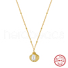Summer Beach 925 Sterling Silver with Rice Natural Freshwater Pearl Shell Shaped Pendant Necklaces for Women NJEW-M097-01G-3