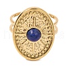 Oval with Sun Natural Lapis Lazuli Finger Rings RJEW-Q822-40G-02-2