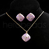 Rhombus Alloy Enamel Pendant Necklaces & Stud Earrings Sets FS-WG55590-01-1