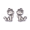 304 Stainless Steel Kitten Pendants STAS-G220-08AS-1