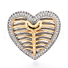 Brass Micro Pave Cubic Zirconia Adjustable Open Cuff Rings for Women RJEW-N051-06GP-2