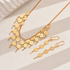 Vintage Brass Double Layer Gold Coin Tassel Necklaces & Dangle Earrings Sets for Women TB7513-1
