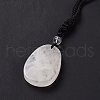 Adjustable Natural Quartz Crystal Teardrop with Spiral Pendant Necklace with Nylon Cord for Women NJEW-L171-04F-5