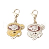 Mother's Day 2Pcs 2 Colors Coffee Cup Alloy Enamel Pendant Decorations HJEW-JM02699-2