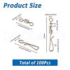 SUPERFINDINGS 100Pcs Brass with Stainless Steel Fishing Fishhook Connector Clasp FIND-FH0010-48P-2