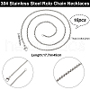 Beebeecraft 10Pcs 304 Stainless Steel Box Chain Necklaces NJEW-BBC0001-11B-2