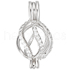 Beebeecraft 1Pc Rhodium Plated 925 Sterling Silver Empty Bead Cage Pendants STER-BBC0005-69B-1