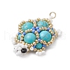 Handmade Glass Seed Beads Loom Pattern Pendants PALLOY-MZ00361-02-3