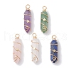 Natural Mixed Stone Double Terminal Pointed Pendants PALLOY-JF02672-1