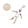 Round Handmade Evil Eye Lampwork Beads with Imitation Austrian Crystal Beads and 201 Stainless Steel Links and Zinc Alloy Lobster Claw Clasps Decorations HJEW-JM03033-3