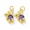 Brass Micro Pave Clear Cubic Zirconia Charms ZIRC-F135-25G-01-2