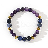 Natural Amethyst & Lapis Lazuli Round Beads Stretch Bracelets for Men Women SP2626-5