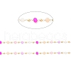 Faceted Rondelle Glass & Round 304 Stainless Steel Beaded Chains CHS-G026-01KCG-01-2