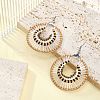 Glass Seed Braided Flat Round Dangle Earrings EJEW-MZ00062-01-2