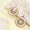 Glass Seed Braided Flat Round Dangle Earrings EJEW-MZ00062-01-2