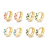 Tartan Pattern Enamel Chunky Hinged Huggie Hoop Earrings for Women EJEW-P196-22G-1