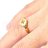 Flat Round with Star Pattern 304 Stainless Steel Micro Pave Clear Cubic Zirconia Finger Rings FS-WG7CEF6-02-3