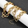 304 Stainless Steel Twisted Ring Link Chain Necklaces NJEW-R023-12G-1