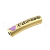 Mother's Day Brass Enamel Heart Word Mom Curved Tube Beads KK-C090-51G-03-2