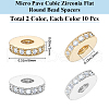 Beebeecraft 20Pcs 2 Colors Brass Micro Pave Clear Cubic Zirconia Bead Spacers ZIRC-BBC0002-91-2