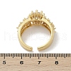 Brass Micro Pave Cubic Zirconia Adjustable Cuff Rings for Women RJEW-C129-04G-5