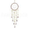 Wire Wrapped Natural Rose Quartz Chips Ring Hanging Ornaments HJEW-JM02371-02-1