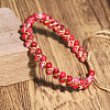 Dyed Natural Imperial Jasper Round Beaded Braided Bead Bracelets WGA4FF5-11-1