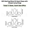 CREATCABIN 12Pcs 2 Size 925 Sterling Silver S-Hook Clasps STER-CN0001-27-2