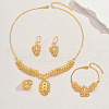 Vintage Alloy Hollow Out Wheat Ear Bracelets & Earrings & Necklaces & Rings Set for Women AM1259-5