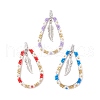 3Pcs 3 Colors Bohemia Style Glass Seed Beaded Teardrop with Feather Pendants PALLOY-MZ00589-1