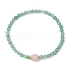 Natural Green Aventurine & Rose Quartz Round Beaded Stretch Bracelets for Women BJEW-JB11926-02-2