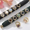 Sunflower Natural & Synthetic Gemstone Finger Rings RJEW-B113-03G-1