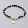 Natural Dyed & Heated Black Agate Stretch Charm Bracelets BJEW-JB04849-01-1