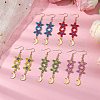 Star Glass Seed Beaded Dangle Earrings for Women EJEW-MZ00206-2