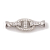 Rack Plating Brass Micro Pave Clear Cubic Zirconia Fold Over Clasps KK-K367-06P-1